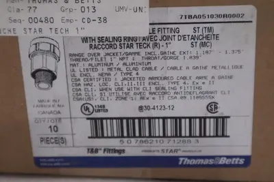 NEW (Box of 10) Thomas & Betts ST100-469 Star Teck Cable Fitting 1" STK GF957