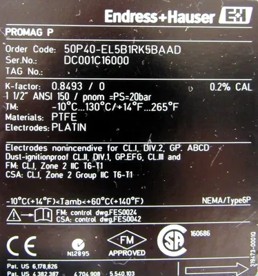 NEW ENDRESS + HAUSER 50P40-EL5B1RK5BAAD FLOW SENSOR PROMAG P 50P40EL5B1RK5BAAD