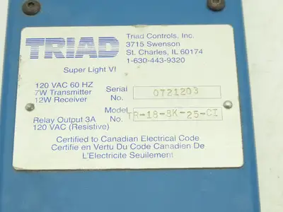 Triad TR-18-8K-25-CI SuperLight VI Programmable Safety Light Curtain Emitter