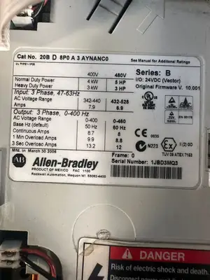 Allen Bradley 20BD8P0A3AYNANC0 /B PowerFlex 700 5HP/3HP AC Drive (8.3.5)