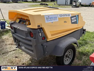 Used 2018 ATLAS COPCO XAS 185 KD7 T4 Air Compressors, Portable Texas US | Proxy Equipment #1385418