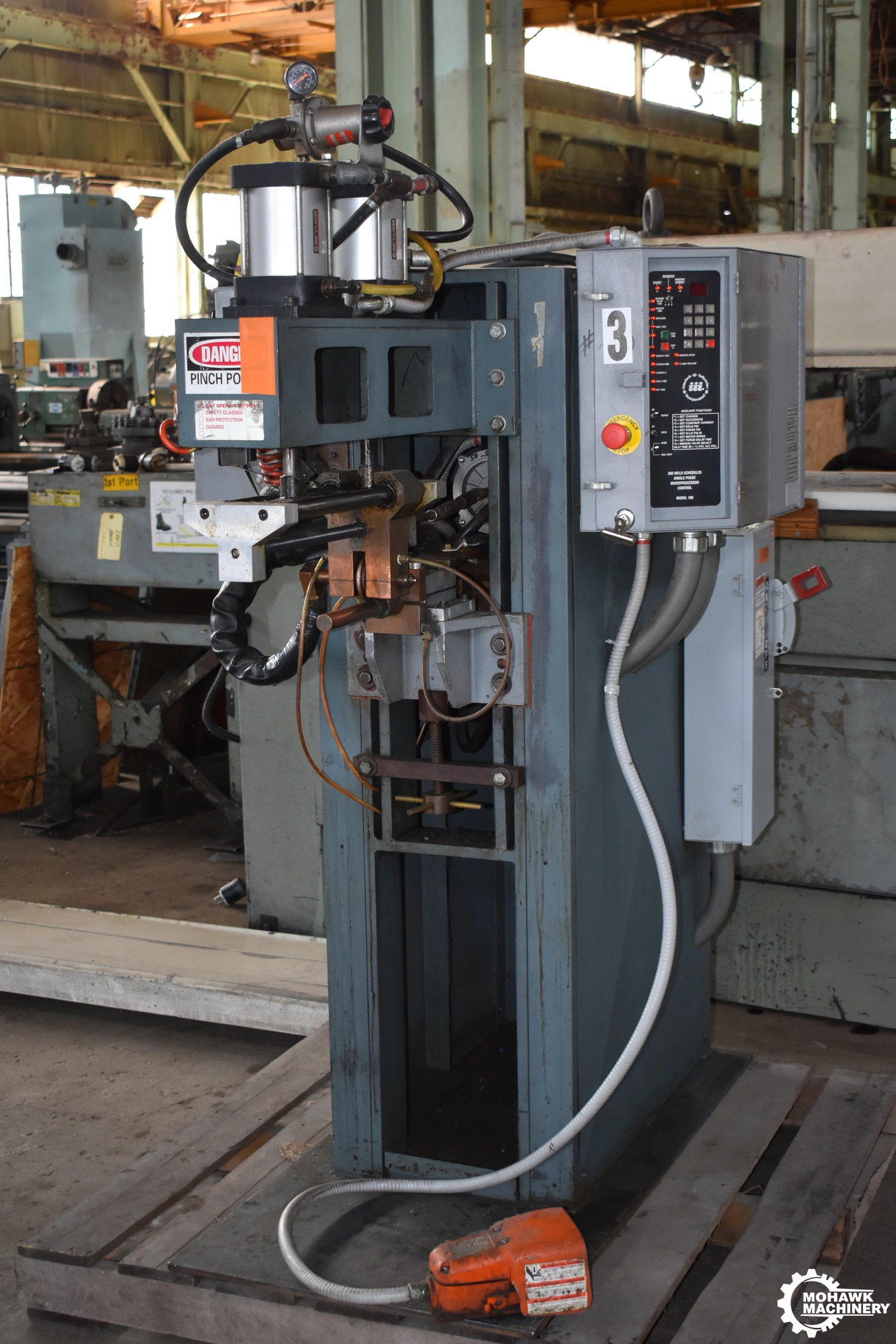50 KVA H&H RESISTANCE WELDERS PRESS TYPE SEAM WELDER w/INTERLOCK “108” MICROPROCESSOR CONTROL - 14” SEAM LENGTH - VARI-SPEED DRIVE - 50 KVA TRANSFORMER