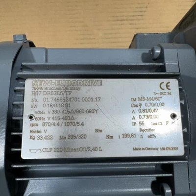 NEW Sew Eurodrive R67 DR63L6/TF