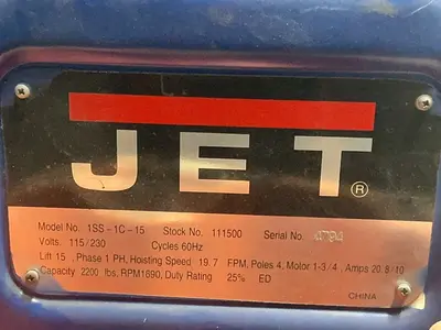 Used JET 1SS1C15 Hoists (All Types) Ohio US | HGR 24 #1446172