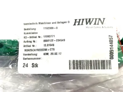 New | in-Stock Hiwin Linear Bear. Block and Guiderail Assembly 222mm Length Linear Guides Michigan US | Maverick Industrial Sales #1487684
