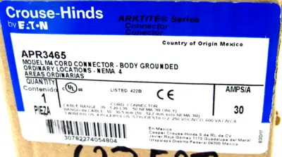 NEW COOPER CROUSE HINDS APR3465 CONNECTOR MODEL M4