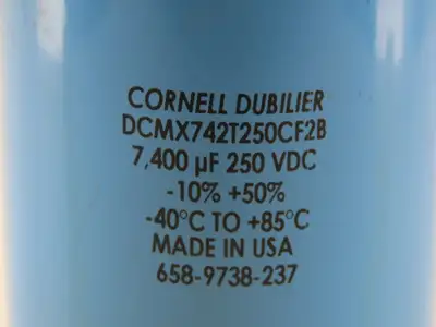 Cornell Dubilier DCMX74T250CF28 7,400uF 250VDC -10% +50% Capacitor