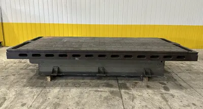 6' X 14'6" HEAVY DUTY T-SLOTTED LAYOUT TABLE ON RAISED BASE: STOCK #21788
