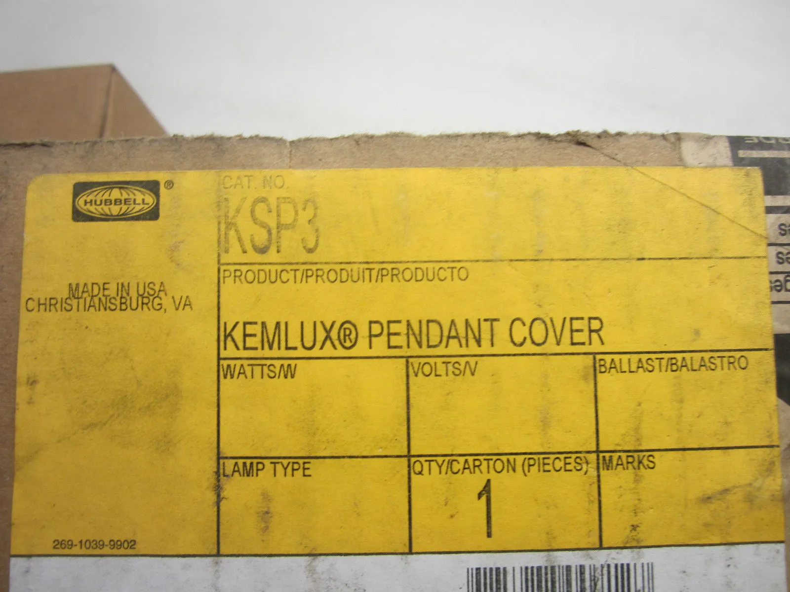 New Hubbell KSP3 Kemlux Pendant Cover