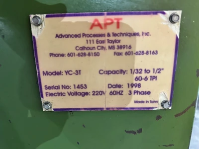 APT YC-3T 1/32" - 1/2" THREAD ROLLER