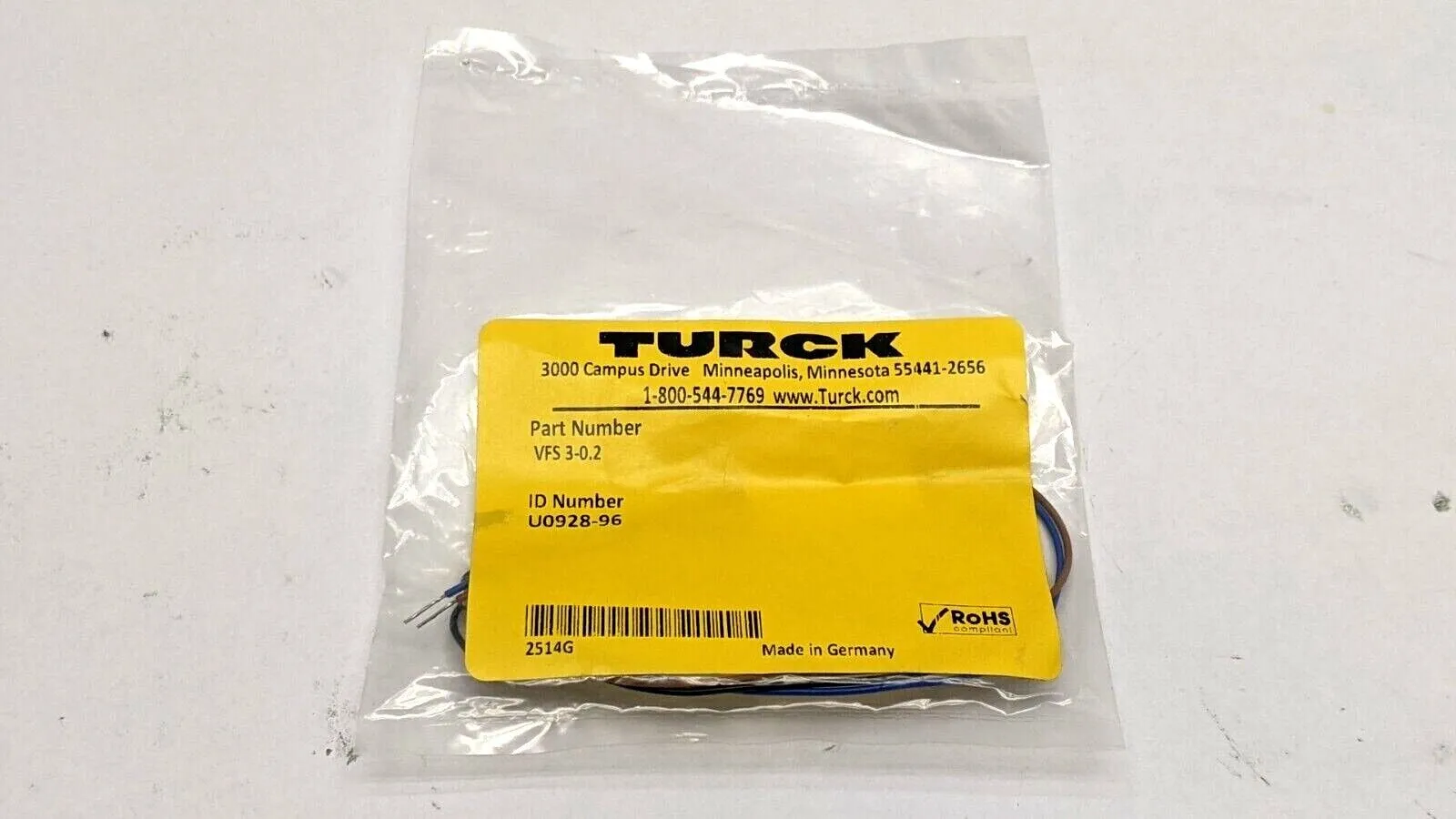 VFS 3-0.2,U0928-96 | Turck VFS 3-0.2 Receptacle U0928-96 - New