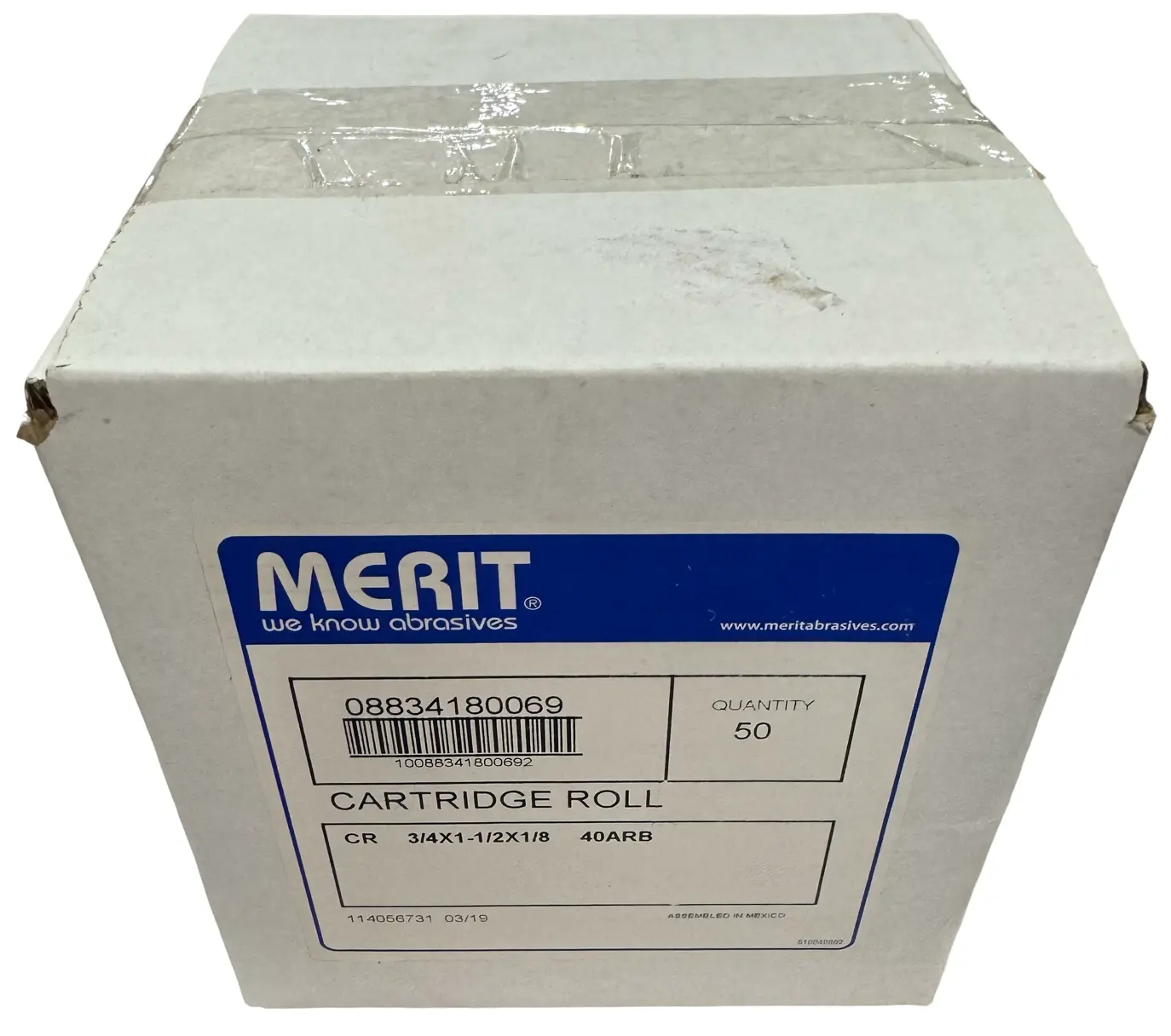 Merit 3/4" x 1-1/2" x 1/8" Abrasive Cartridge Roll AO Straight Half Glued Pencils 100pk