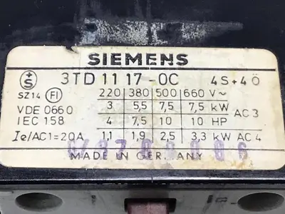 USED SIEMENS 3TD1117-OC