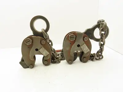 Renfroe Model TL 1 Ton Plate Lifting Clamps 1" to 1-1/2" Grip 2-Leg Chain Sling
