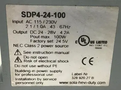 USED SOLA ELECTRIC SDP4-24-100