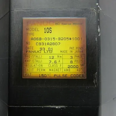 FANUC 10S AC SERVO MOTOR A06B-0315-B205 #1001