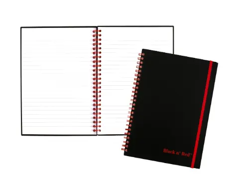 Black n' Red Poly Notebook/Journal, Black/Red, 70 Pages (35 Sheets)