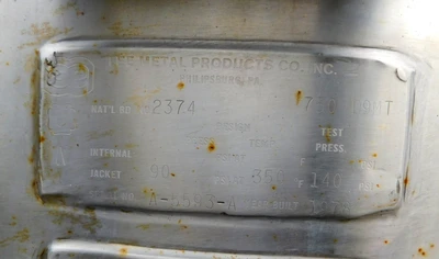 Used LEE INDUSTRIES 750 D9MT Autoclaves, Reactors & Kettles New Jersey US | Champion Trading Corporation #1332390