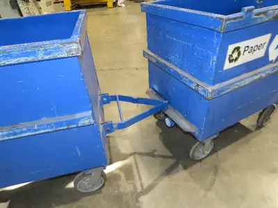 Portable Steel Hopper 1/2 Yard Tote Non-Tilt Towable Cart 36x24x27" Blue