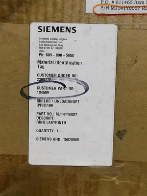 Siemens MJ141Y0007 Sealing Ring Assembly 21.125" ID 23.5" OD 1.832" Width New