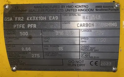 New | in-Stock 2023 HMD KONTRO GSA 4X3X10H EA9 Centrifugal Pumps North Carolina US | DH Griffin Used Equipment #1383870