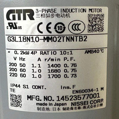NEW Nissei Corp G3L18N10-MM02TNNTB2