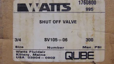 Watts FluidAir Inc. SV105-06 Shut off Valve 300Max PSI 3/4 Size New NIB