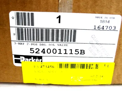 NEW PARKER 524001115B DBL SOLENOID VALVE 3-WAY 2-POSITION