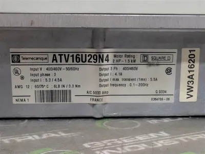 2 HP Telemecanique / Square D ATV16U29N4 Variable Frequency Drive 400/460V Used