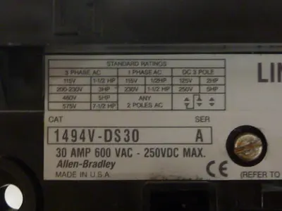USED ALLEN BRADLEY 1494V-DS30 SER A