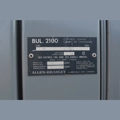 Allen Bradley 10 Bank Center Line 2100 Series MCC Panel