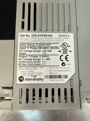 Allen Bradley 22A-D1P4N104 /A PowerFlex4 0.4Kw/0.5Hp (2.4.5)