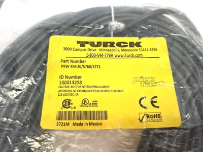 New | in-Stock Turck picofast Single Ended Cordset M8 Rt Angle 100013258 Cable & Wire Michigan US | Maverick Industrial Sales #1393206