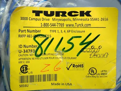 New | in-Stock TURCK RKFP4614M/CS12215 Disconnects Ohio US | HGR 24 #1006703