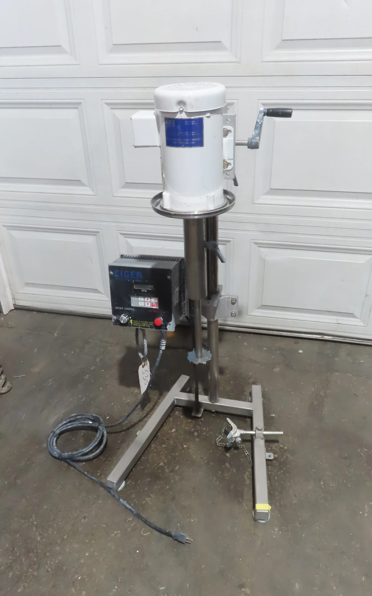 used 1 hp Eiger Machinery Inc. Lab High Speed Disperser, Stainless steel