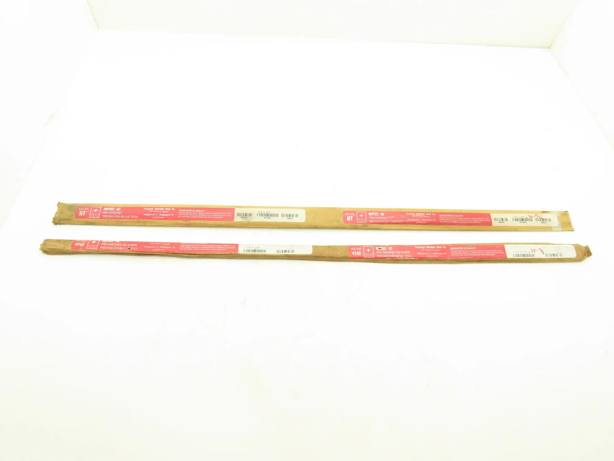 Nutec 42 4142 Alloy Steel Ground Flat Bar Stock 1/4"x 3/4"x 36"L  Lot of 2