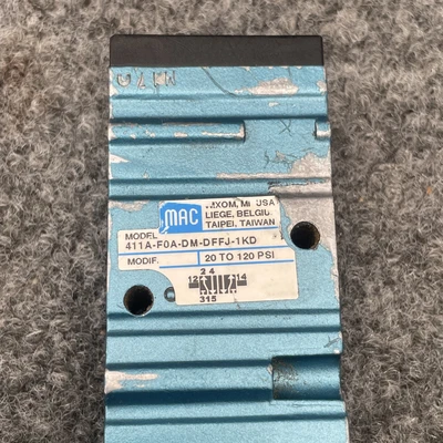 Used MAC VALVES INC 411A-F0A-DM-DFFJ-1KD Solenoid Valves California US | Davliegogo LLC #1707938