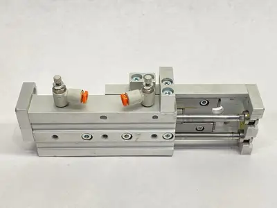USED SMC PNEUMATIC GUIDED CYLINDER SLIDE TABLE 12MM BORE 50MM STROKE