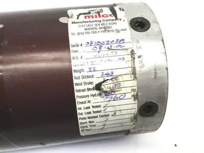 ML-2404-03 | Milco  Pneumatic Welding Robot Cylinder 2.00 Weld Stroke 60 psi - Used
