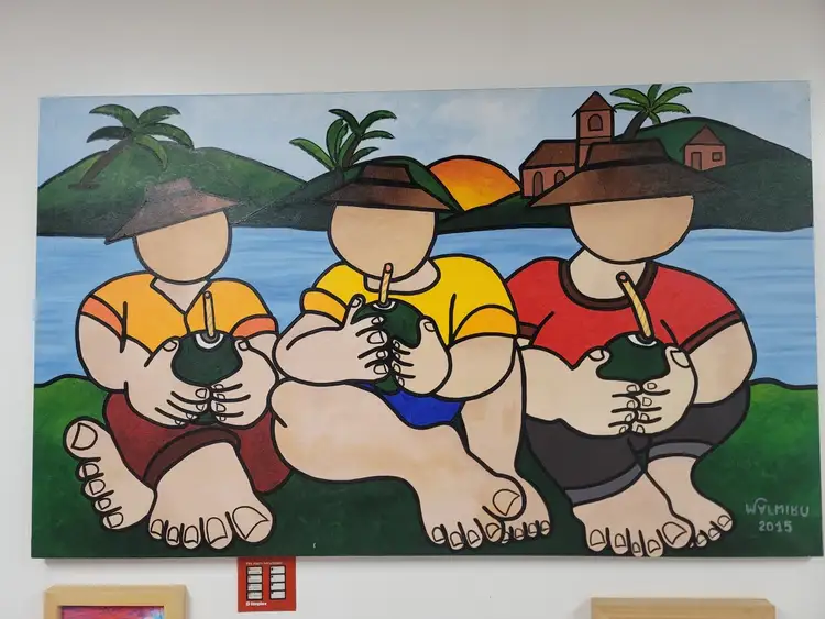 New | in-Stock FalconRestaurantSupply New Walmiru Original Faceless Painting on Canvas - Drinking Coconut Water 36" x 60" Restaurant Front of House Furnishings Illinois US | Falcon Restaurant Supply #1376745