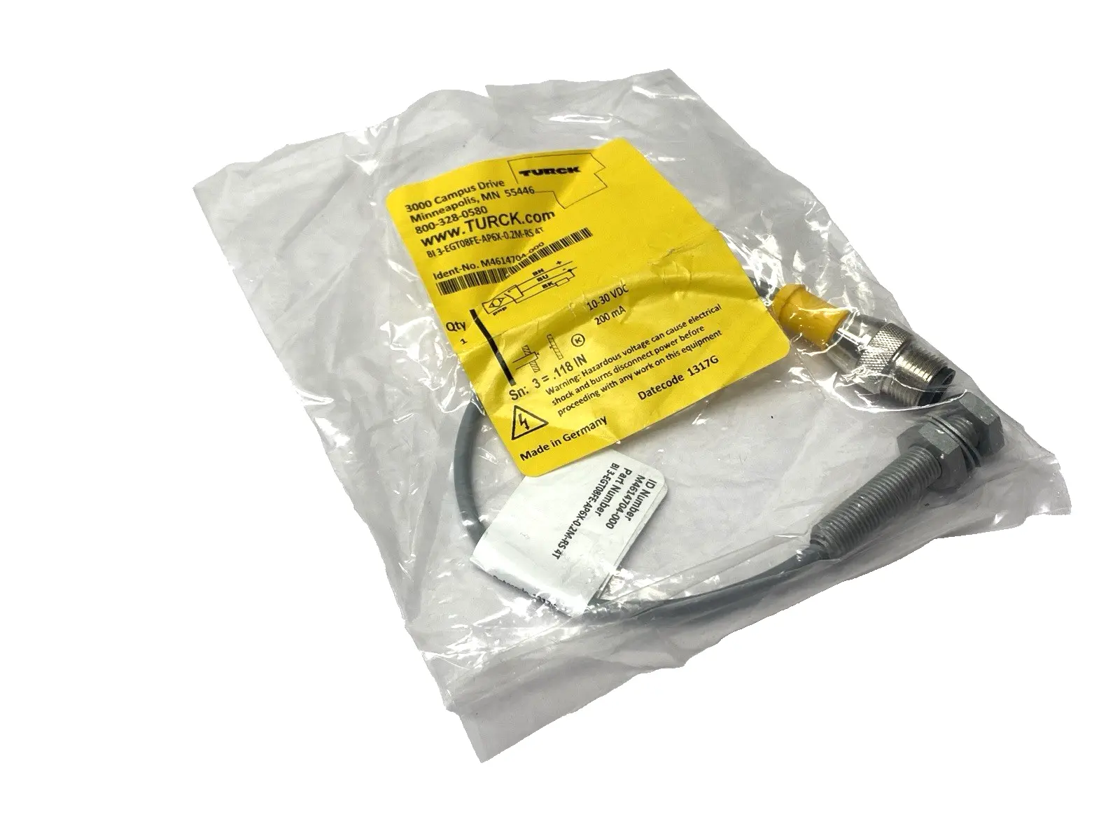 USED TURCK BI 3-EGT08FE-AP6X-0.2M-RS 4T, M4614704-000