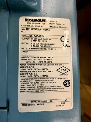 USED Rosemount 8712ESR1A1N0M4