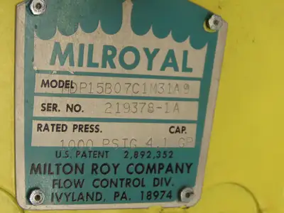 Milton Roy MDP15B07C1M31A9 Metering Pump Adjustable 4.1 GPH 1000 PSI