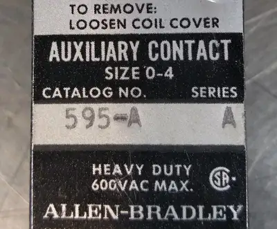 Allen Bradley 595-A/A Auxiliary Contact Loc4D33