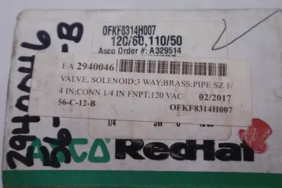 ASCO OFKF8314H007 SOLENOID VALVE 3-WAY 1/4 IN 120 VAC STOCK #K-2281