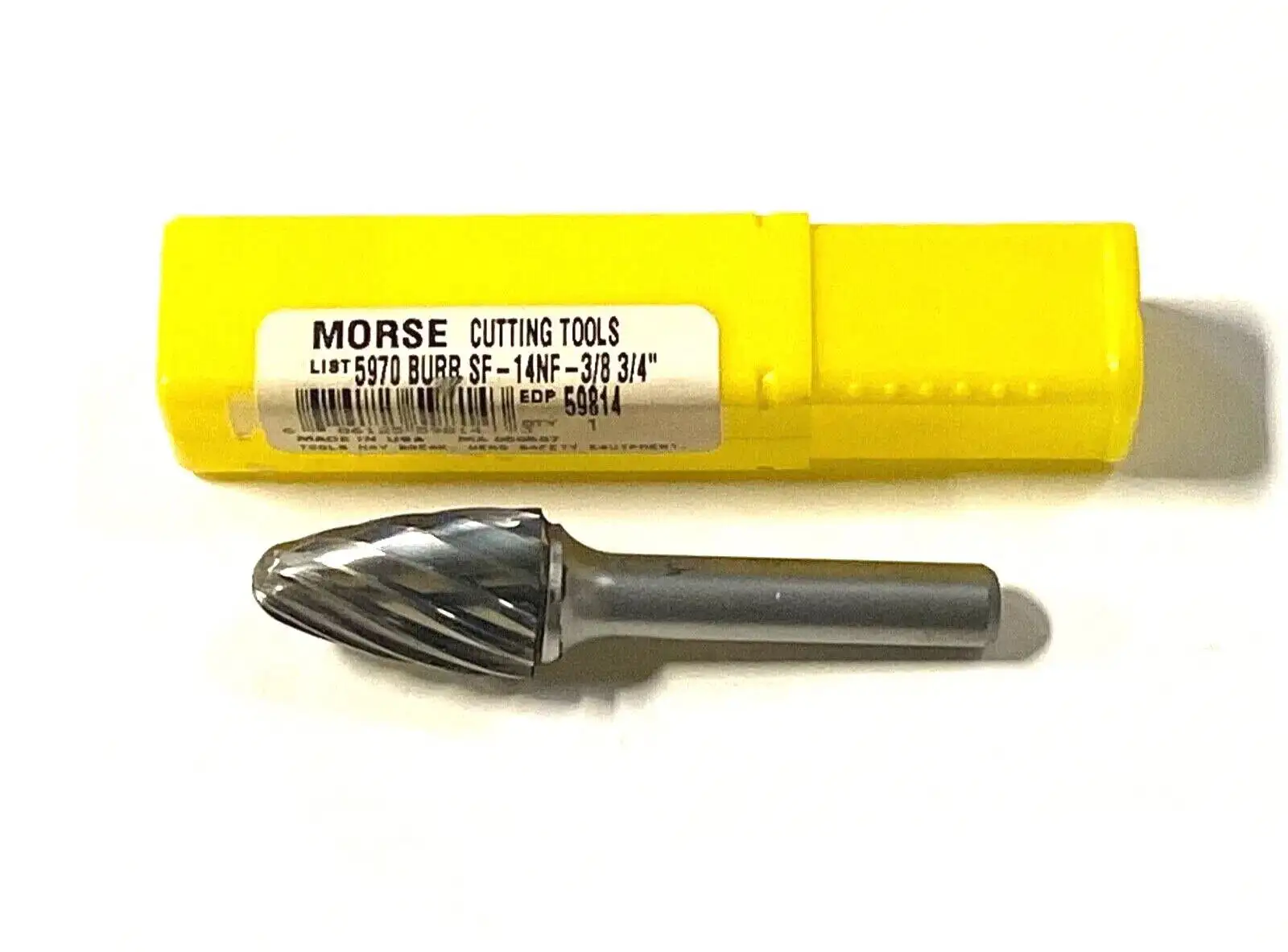 Morse 3/4" Carbide Burr Tree Shape Radius End 3/8" Shank 1-1/4" Cut USA Made