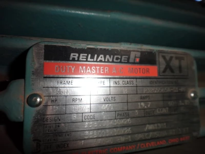 Reliance 15 hp, 1200 rpm, electric motor