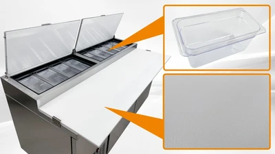 171-0225 71" 2 Door Self Contained Pizza Prep Table Cooler