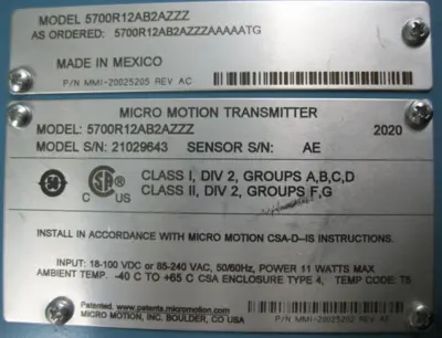NEW Micro Motion 5700 R12 AB2AZZZ AAAAATG