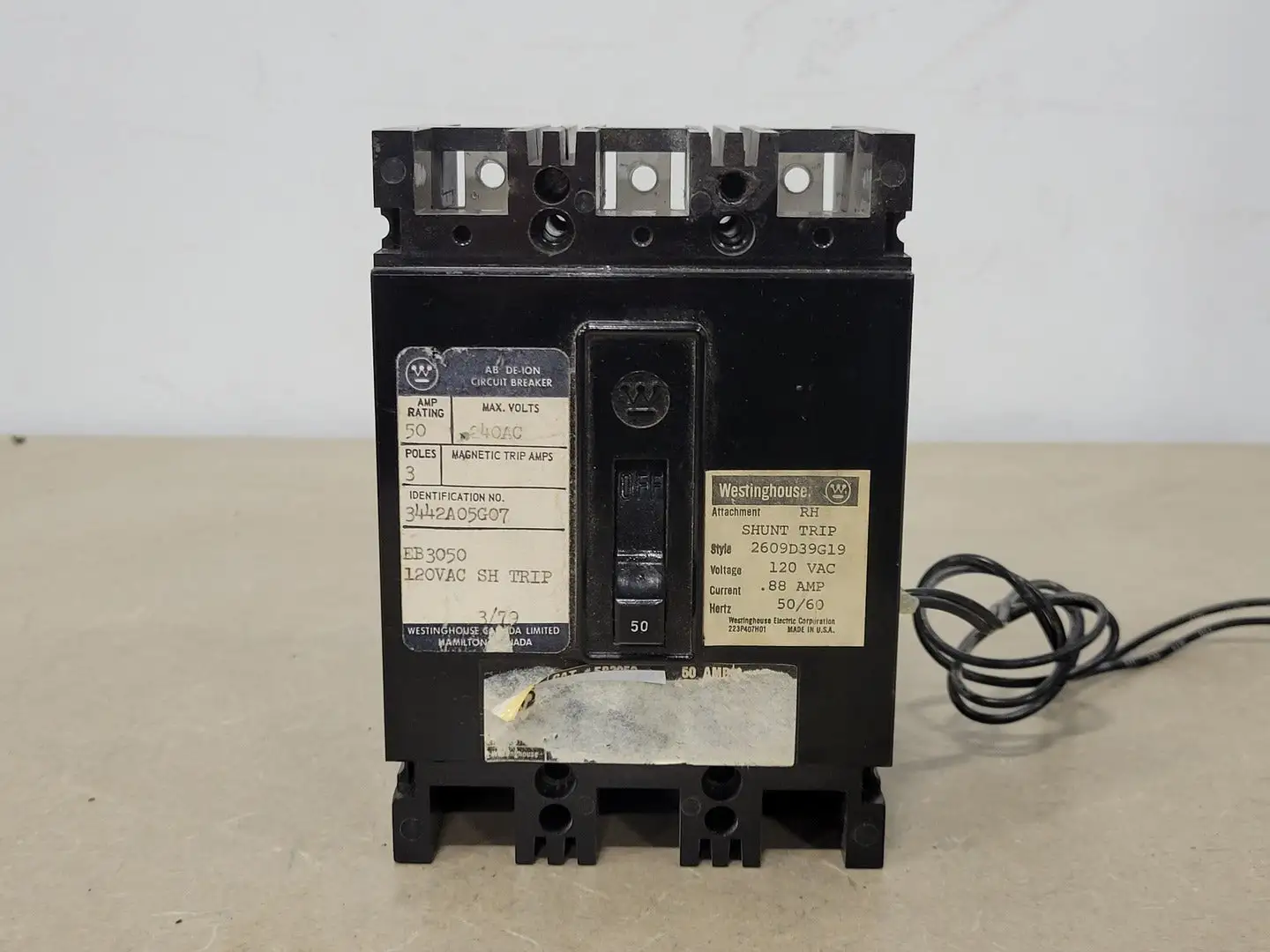 Used WESTINGHOUSE EB3050 Switchgears British Columbia CA | Lenmark #239779
